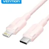 VENTION CABLE DE CARGA USB-C/LIGHTNING - ALUMINIO TRENZADO - 480MBPS - 3A - 27W MAX - COLOR ROSA