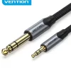 VENTION CABLE DE CONEXION STEREO - JACK 3.5MM A JACK 6.3MM - CONTACTOS DORADOS - HILO DE COBRE ESTAÑADO - AISLAMIENTO PVC - COLOR GRIS