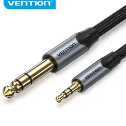VENTION CABLE DE CONEXION STEREO - JACK 3.5MM A JACK 6.3MM - 5M - CONTACTOS DORADOS - AISLAMIENTO PVC - COLOR GRIS
