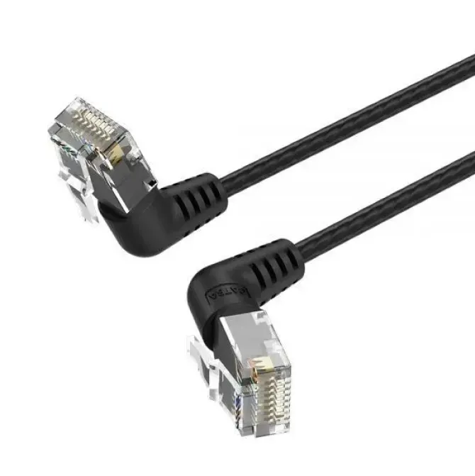 VENTION CABLE DE RED UTP RJ45 SLIM CAT.6A CABEZA ROTATORIA 360º ANGULO RECTO - 1.5M - COLOR NEGRO