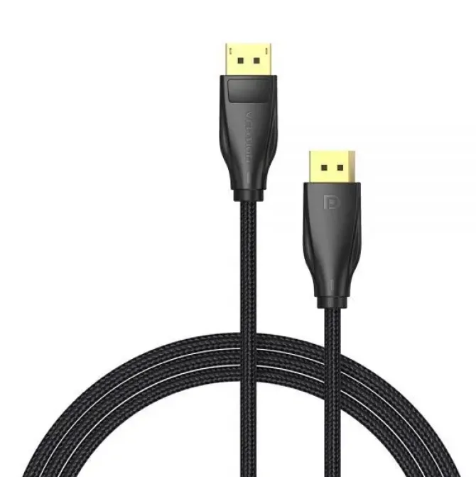 VENTION CABLE DISPLAYPORT 1.4 8K DP ALGODON TRENZADO - 1.5M - COLOR NEGRO