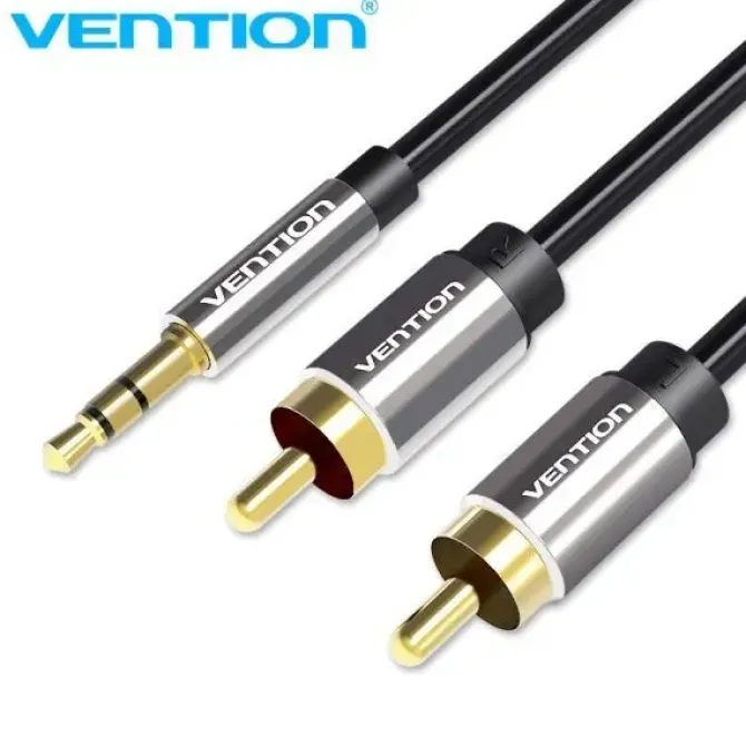 VENTION CABLE ESTEREO JACK 3.5 MACHO A 2X RCA MACHO - 1.5M - COLOR NEGRO