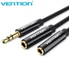 VENTION CABLE ESTEREO JACK 3.5 MACHO A 2X JACK 3.5 HEMBRA - 0.3M - COLOR NEGRO