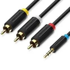 VENTION CABLE ESTEREO JACK 3.5 MACHO A 3X RCA MACHO - 1.5M - COLOR NEGRO