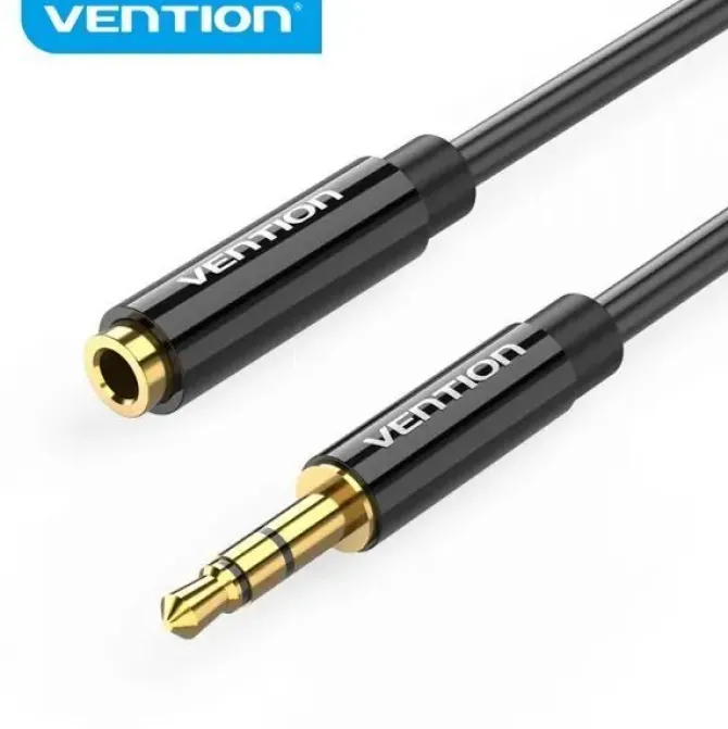VENTION CABLE EXTENSION ESTEREO JACK 3.5 MACHO A JACK 3.5 HEMBRA - 0.5M - COLOR NEGRO