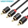 VENTION CABLE RCA ESTEREO - INTERFAZ DORADA PLATEADA - CONDUCTOR DE BRONCE ESMALTADO - MATERIAL DE ALUMINIO Y PVC - COLOR NEGRO