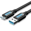 VENTION CABLE USB 3.0 MACHO A MICROUSB MACHO - 2A - 10W - 5GBPS - 3M - COLOR NEGRO
