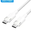 VENTION CABLE USB 2.0 NIQUELADO - 60W - 3A - 480MBPS - PVC + ALUMINIO - COLOR BLANCO
