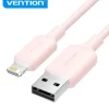 VENTION CABLE USB LIGHTNING - CONECTOR USB-A A LIGHTNING - 1M - TRANSMISION 480MBPS - SALIDA 2.4A - COLOR ROSA