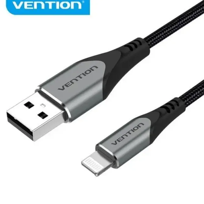VENTION CABLE USB-A A LIGHTNING - 2.4A - 15W - 480MBPS - MFI - 1M - COLOR GRIS
