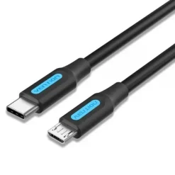 VENTION CABLE USB-C MACHO A MICROUSB MACHO - 0.5M - 2A 10W 480MBPS - COLOR NEGRO