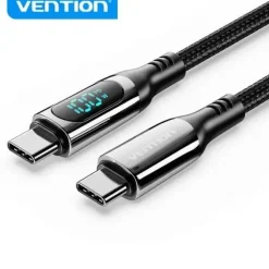VENTION CABLE USB-C MACHO A USB-C MACHO - 1.2M 5A PD100W CON PANTALLA LED - COLOR NEGRO