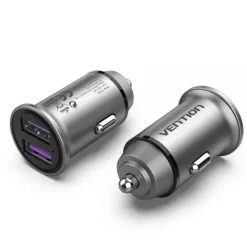 VENTION CARGADOR DE COCHE 30W 2XUSB (A) QC3.0 5A - DISEÑO MINI - ALUMINIO GRIS