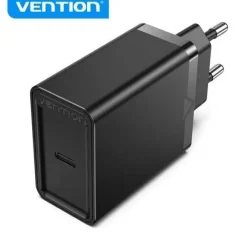 VENTION CARGADOR DE PARED USB-C 3A PD20W - CARGA RAPIDA - COLOR NEGRO