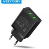 VENTION CARGADOR DE PARED 2XUSB-A 3A 18W - CARGA RAPIDA - COLOR NEGRO