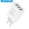 VENTION CARGADOR DE PARED USB-AX3 2.4A 12WX3 - CARGA RAPIDA - COLOR BLANCO