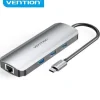 VENTION DOCKING STATION 8 EN 1 USB-C A HDMI 4K/3XUSB 3.0/LECTOR SD/MICROSD/RJ45/PD 100W - 0.15M - COLOR GRIS
