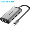 VENTION DOCKING STATION 6 EN 1 USB-C A HDMI 4K/3XUSB3.0/RJ45/PD87W - 0.15M - COLOR GRIS