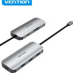 VENTION DOCKING STATION 7 EN 1 USB-C A HDMI 4K/3XUSB3.0/SD/TF/PD100W - 0.15M - COLOR GRIS