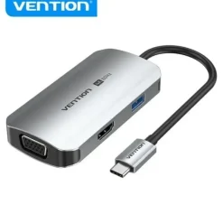 VENTION DOCKING STATION 4 EN 1 USB-C A HDMI 4K/VGA/USB 3.0/PD - 0.15M - ALUMINIO GRIS