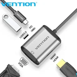 VENTION DOCKING STATION 4 EN 1 USB-C A HDMI/VGA/USB3.0/PD87W - 0.15M - COLOR GRIS