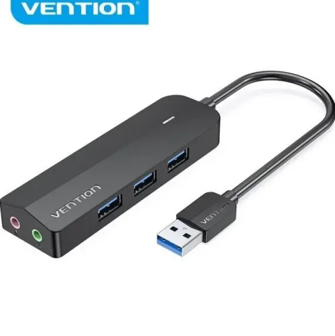 VENTION HUB 6 EN 1 USB3.0 A 3XUSB3.0/TARJETA DE SONIDO/MICROUSB POWERED - 0.15M - COLOR NEGRO