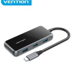 VENTION HUB 5 EN 1 USB-C A USB3.0*4/PD - 0.15M - COLOR GRIS PIANO