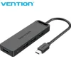 VENTION HUB 5 EN 1 USB-C A 4XUSB 3.0 CON ALIMENTACION - 1M - COLOR NEGRO