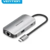 VENTION HUB 5 EN 1 USB-C A 3XUSB3.0/RJ45/PD100W - 0.15M - COLOR GRIS