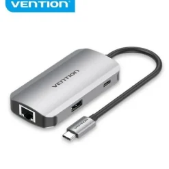 VENTION HUB 6 EN 1 USB-C A 3X USB3.0, LECTOR TARJETAS SD/MICROSD, USB-C PD100W - LONGITUD DEL CABLE 0.15M - COLOR GRIS