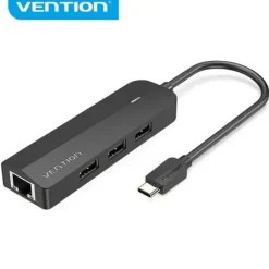 VENTION HUB 5 EN 1 USB-C A 3XUSB2.0/RJ45/MICRO B POWERED - 0.15M - COLOR NEGRO