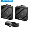 VENTION MICROFONO CLIP INALAMBRICO USB-C - CALIDAD DE AUDIO 32 KHZ - LATENCIA 20 MS - BATERIA 26H - RANGO 50M - CANCELACION DE RUIDO - COLOR NEGRO