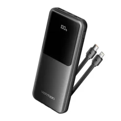 VENTION POWER BANK 10.000MAH - MULTIPLES INTERFACES USB - CARGA RAPIDA - SALIDA TOTAL 3A - COLOR NEGRO
