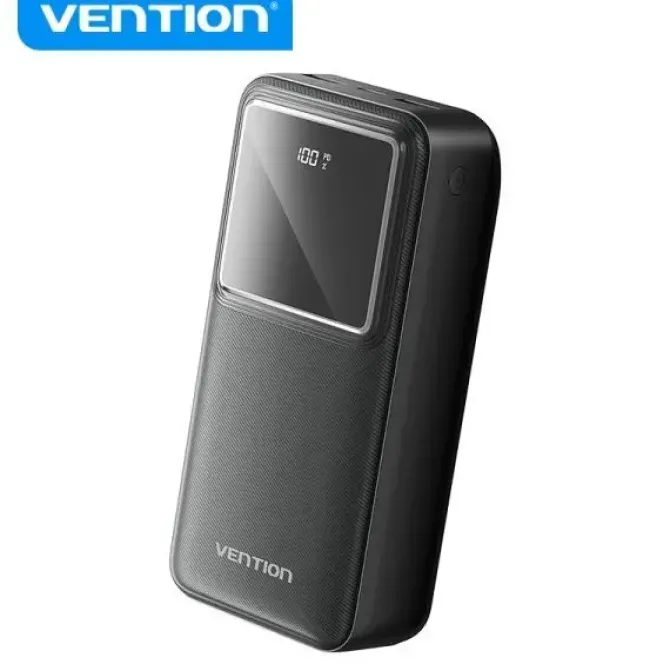 VENTION POWERBANK DE ENERGIA - 30000MAH - CARGA RAPIDA 22.5W - USB-C/USB-A - PANTALLA LED - COLOR NEGRO