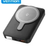 VENTION POWERBANK INALAMBRICO MAGNETICO 10000 MAH - PANTALLA LED - CARGA RAPIDA 22.5 W - USB-C/LIGHTNING/USB-A - COLOR NEGRO