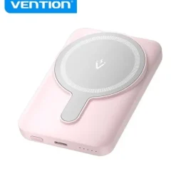VENTION POWERBANK 5000MAH MAGNETICO INALAMBRICO - CARGA RAPIDA 20W - USB-C DUAL - DISPLAY LUMINOSO - COLOR ROSA