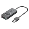 VENTION TARJETA DE SONIDO USB A A 3X JACK 3.5 HEMBRA - COLOR NEGRO