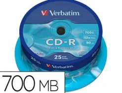 VERBATIM CD-R 52X 700MB (TARRINA 25 UDS)