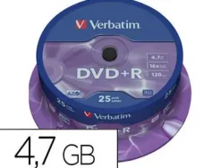 VERBATIM DVD+R 16X 4.7GB (TARRINA 25 UDS)