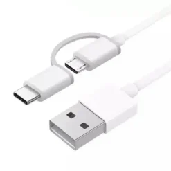 XIAOMI CABLE USB-A A MICROUSB CON ADAPTADOR A USB-C - LONGITUD 1M - COLOR BLANCO