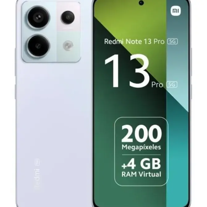 XIAOMI REDMI NOTE 13 PRO 5G SMARTPHONE PANTALLA AMOLED 6.67 - 8GB - 256GB - CAMARA PRINCIPAL 200MP - BATERIA 5100MAH - ADMITE CARGA DE 67W - COLOR MORADO