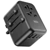 XO ADAPTADOR DE VIAJE UNIVERSAL - CONEXIONES PARA MAS DE 150 PAISES - SALIDA DE HASTA 2500W - PUERTO USB-C DE 65W - SALIDA DE CINCO PUERTOS - COLOR NEGRO