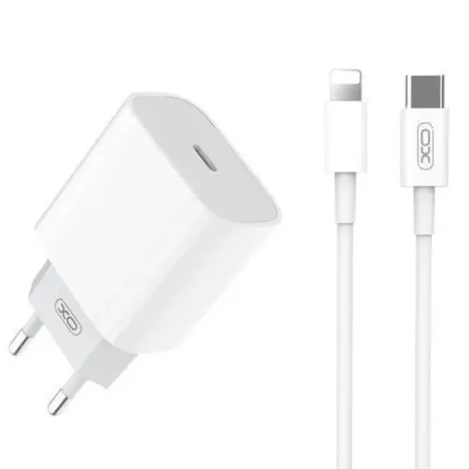 XO L77 PACK CARGADOR DE CORRIENTE 1X USB-C 20W CARGA RAPIDA + CABLE USB-C A LIGHTNING 1M