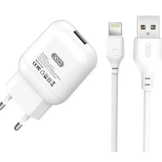 XO L37 PACK CARGADOR DE CORRIENTE USB + CABLE USB A LIGHTNING