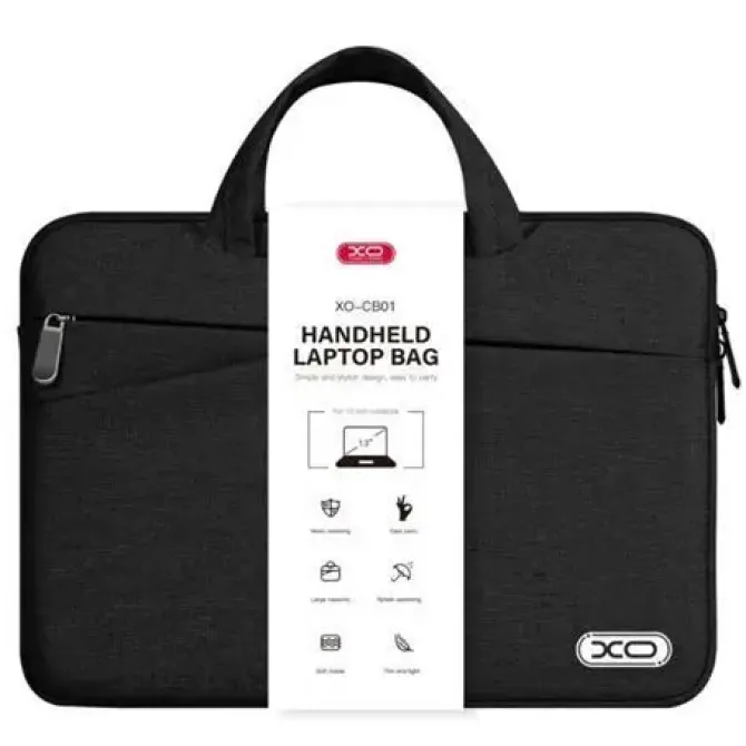 XO MALETIN PARA PORTATIL - HASTA 13 - RESISTENTE A SALPICADURAS, DESGASTE Y ARAÑAZOS - DISEÑO MODERNO - COLOR NEGRO