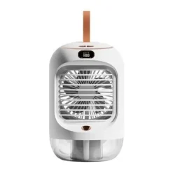 XO MINI CLIMATIZADOR - TRES VELOCIDADES - ROTACION 90º - BATERIA 3600MAH - MODO NOCHE - SILENCIOSO - PANTALLA DIGITAL Y FUNCION DE CABEZAL AGITADOR AUTOMATICO - TANQUE DE AGUA DE 280ML - COLOR BLANCO