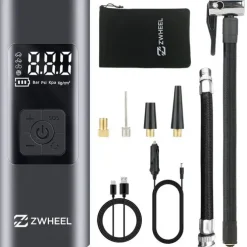 ZWHEEL COMPRESOR DE AIRE PORTATIL 60W - PANTALLA LED - PRESIÓN MAX. 150PSI - FOCO DE ALUMBRADO LED - BATERIA 6.000MAH